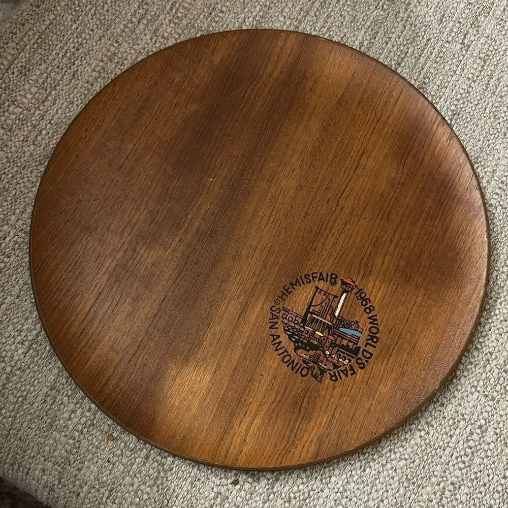 1968 San Antonio World’s Fair wooden plate or trivet